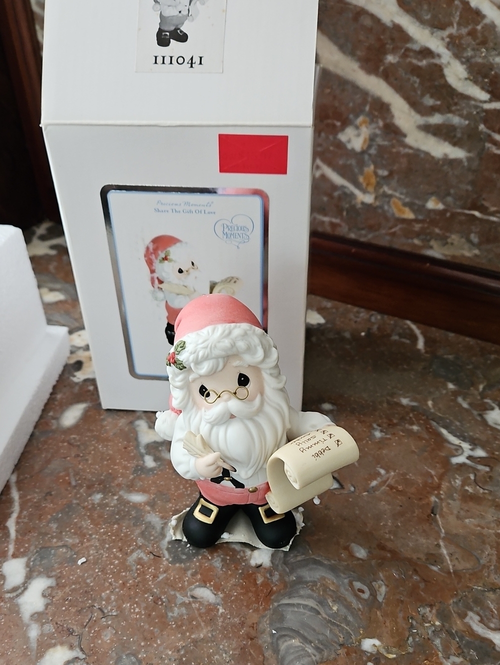 2010 Precious Moments Santa He's Making A List Porcelain Bisque Figure